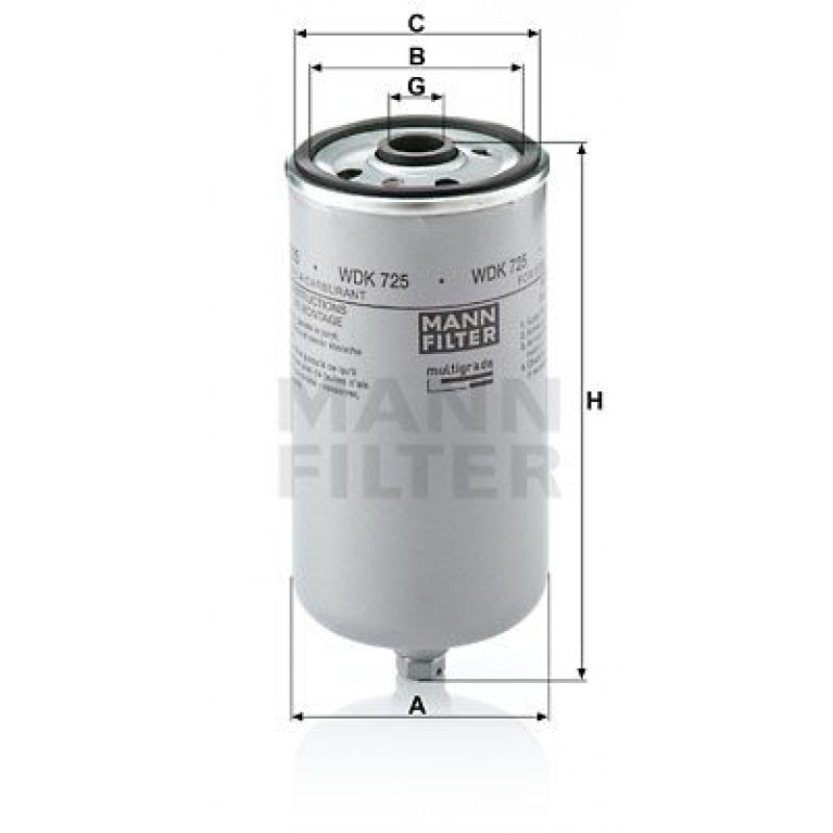 фильтр топливный! H155 D76 M16x1.5\ MAN
