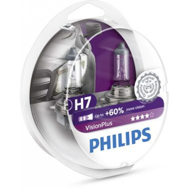 Лампа 12V H7 55W +60% PX26d бокс (2шт.) Visionplus PHILIPS