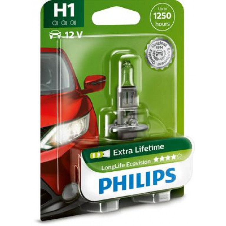 Лампа 12V H1 55W P14.5s блистер (1шт.) Long Life Eco Vision PHILIPS