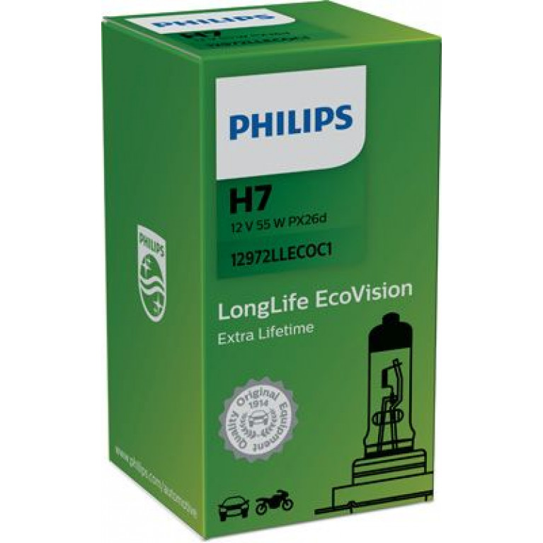 Лампа 12V H7 55W PX26d Long Life Eco Vision PHILIPS