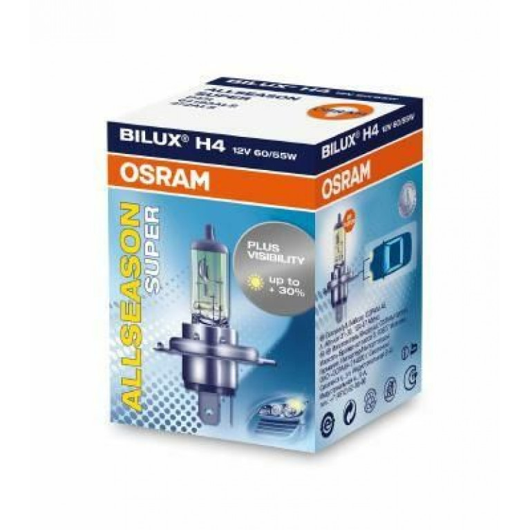 Лампа 12V H4 60/55W +30% P43t желтая All Season OSRAM