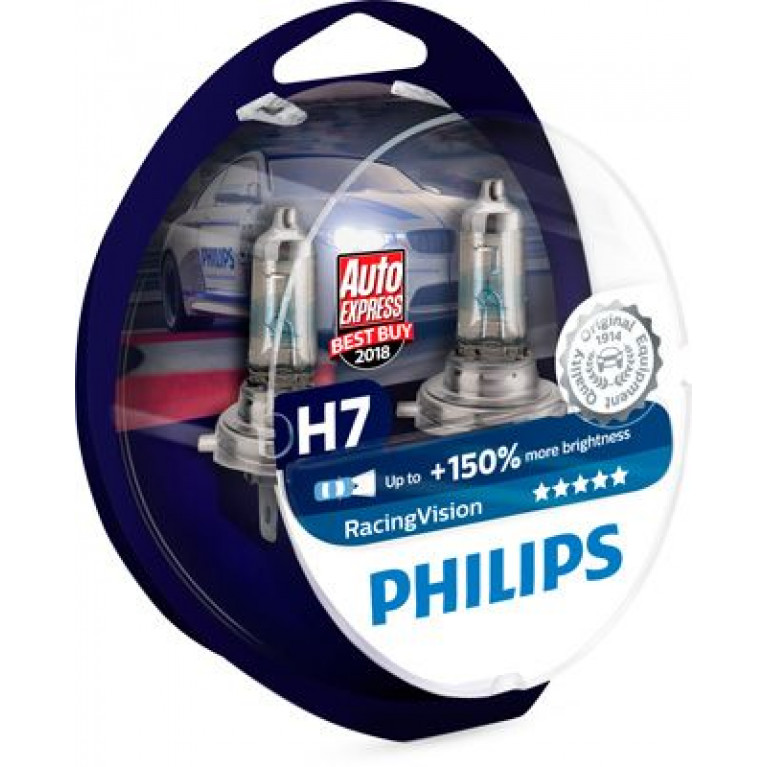 Лампа 12V H7 55W +150% PX26d (2шт.) Racing Vision PHILIPS