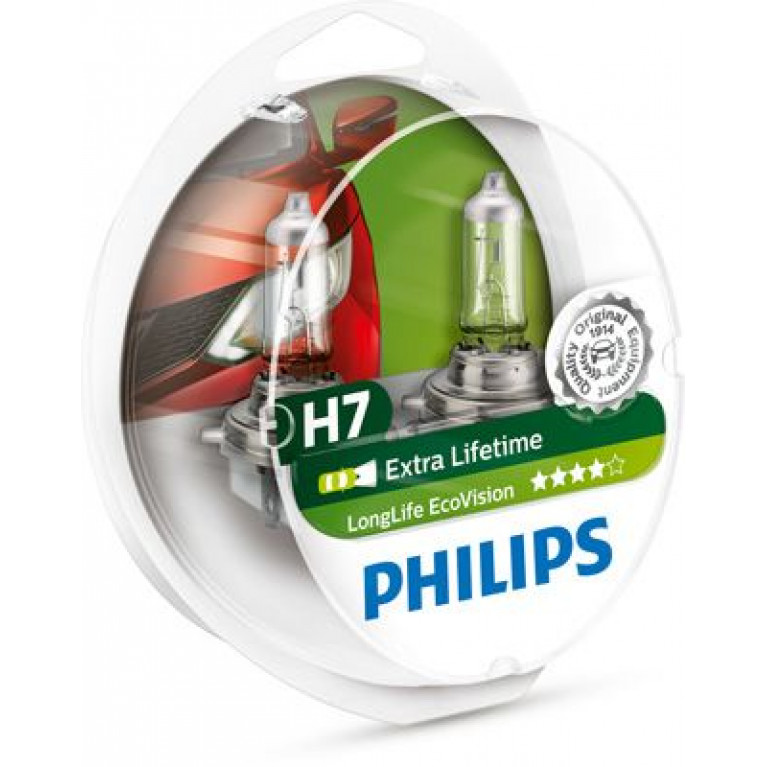 Лампа 12V H7 55W PX26d бокс (2шт.) Long Life Eco Vision PHILIPS