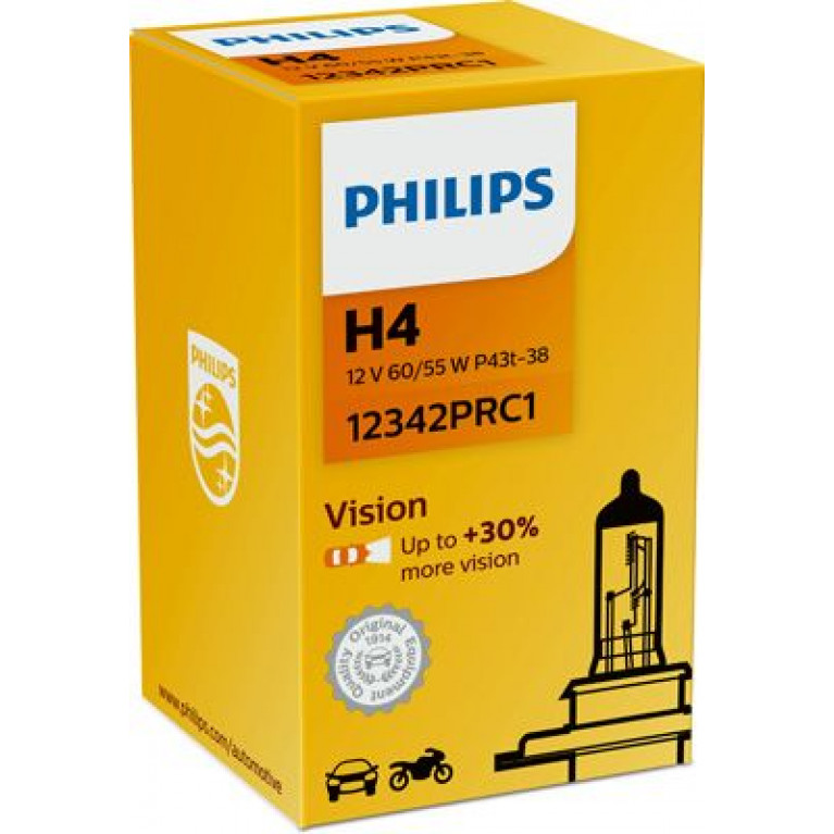 Лампа 12V H4 60/55W +30% P43t Premium PHILIPS