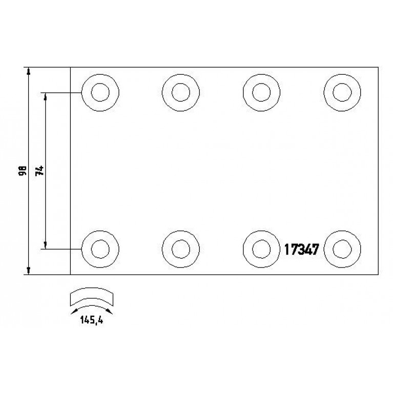 Накладка тормозной колодки BPW (300x100) стандарт 64 отв. 8x15 / 93251 (8шт.) TEXTAR