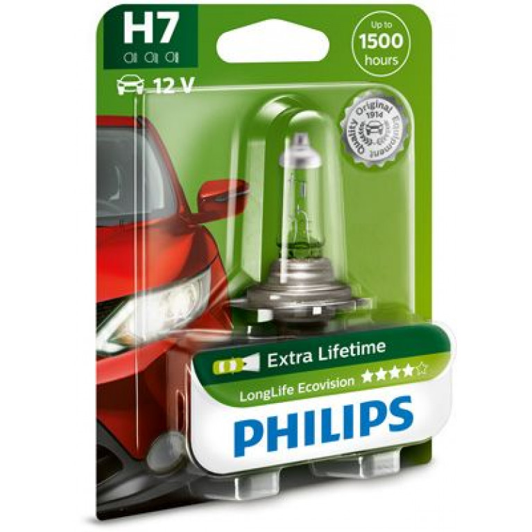 Лампа 12V H7 55W PX26d блистер (1шт.) Long Life Eco Vision PHILIPS