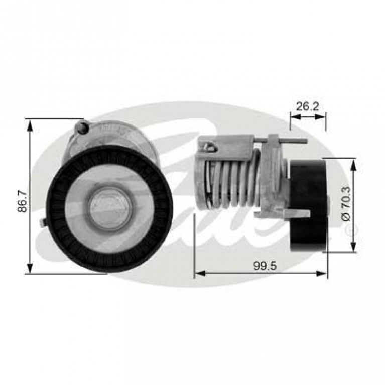 Ролик приводного ремня VW AUDI A2 (00-02) SKODA Fabia (00-07) натяжной GATES