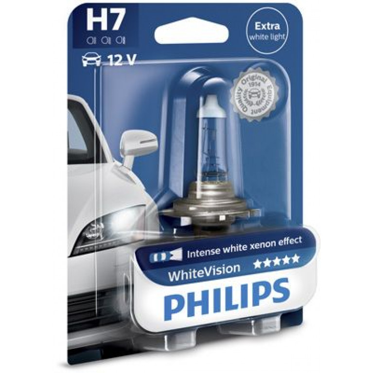 Лампа 12V H7 55W PX26d 4300K блистер (1шт.) White Vision PHILIPS