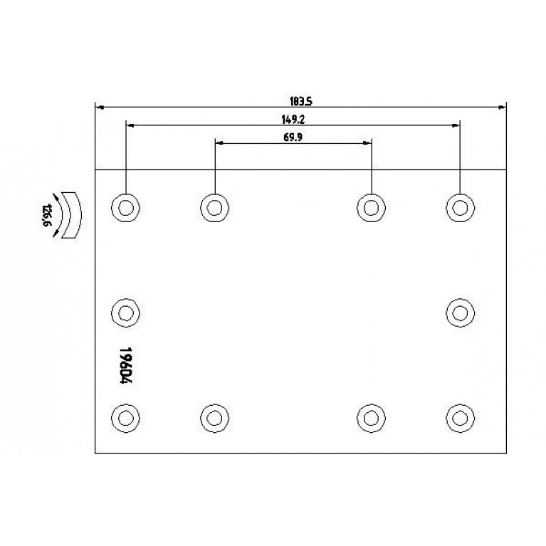 Накладка тормозной колодки FRUEHAUF (311x190) стандарт 80 отв. 6.35x15.9 L10 / 93685 (8шт.) TEXTAR