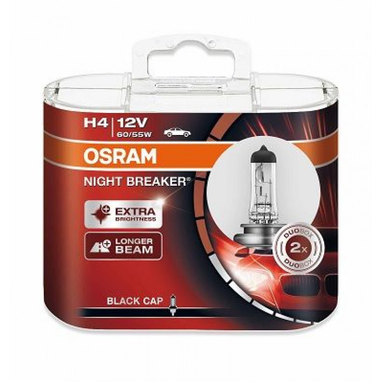 Лампа 12V H4 60/55W P43t бокс (2шт.) Night Breaker OSRAM