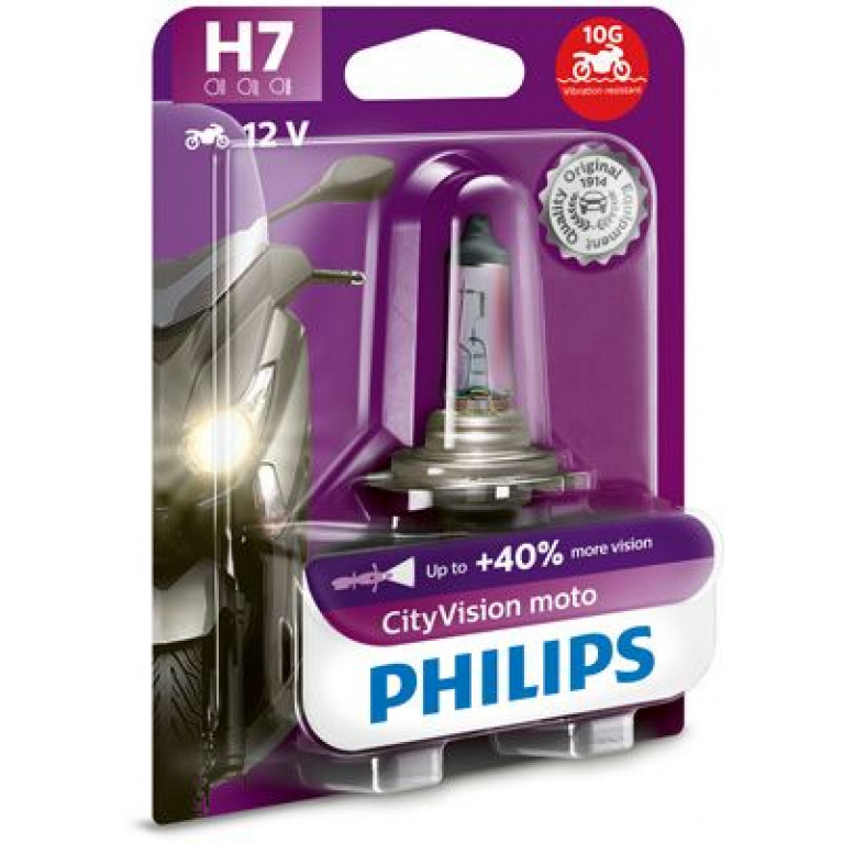 Лампа 12V H7 55W +40% PX26d блистер (1шт.) City Vision Moto PHILIPS