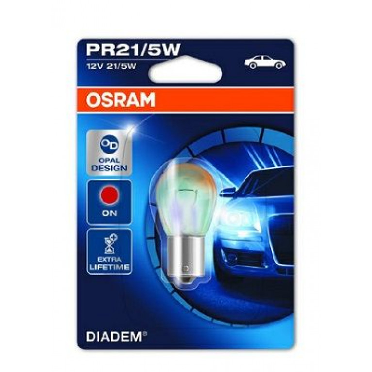 Лампа 12V PR21/5W BAW15d двухконтактная блистер (1шт.) Diadem Red OSRAM