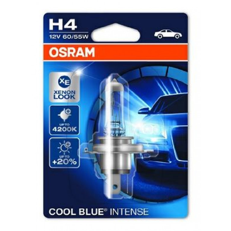 Лампа 12V H4 60/55W +20% P43t-38 блистер (1шт.) Cool Blue Intense OSRAM