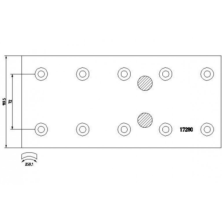 Накладка тормозной колодки MERCEDES (308x120) 1-й рем. 40 отв. 8x12 / 93057 (4шт.) TEXTAR