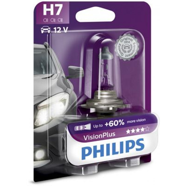 Лампа 12V H7 55W +60% PX26d блистер (1шт.) Visionplus PHILIPS