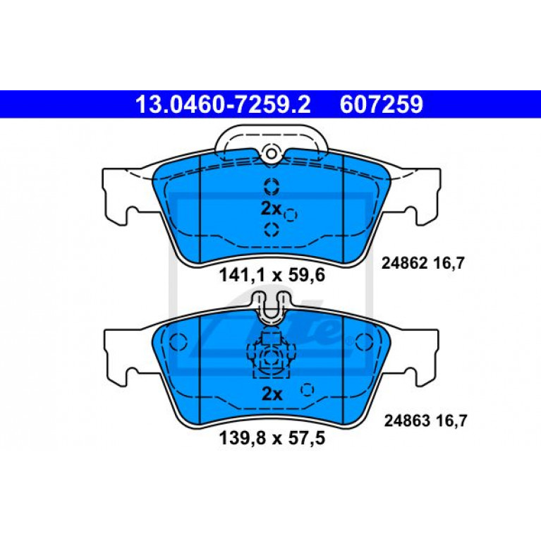 Колодки тормозные MERCEDES E (W211,W212),S (W220,W221) задние (4шт.) ATE