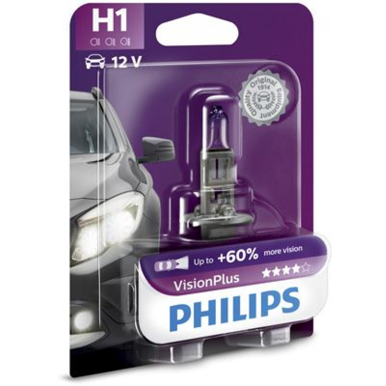 Лампа 12V H1 55W +60% P14.5s блистер (1шт.) Visionplus PHILIPS