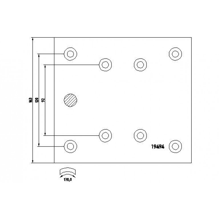 Накладка тормозной колодки MERCEDES (410x163) 1-й рем. 64 отв. 8x18 / 93059 (8шт.) TEXTAR